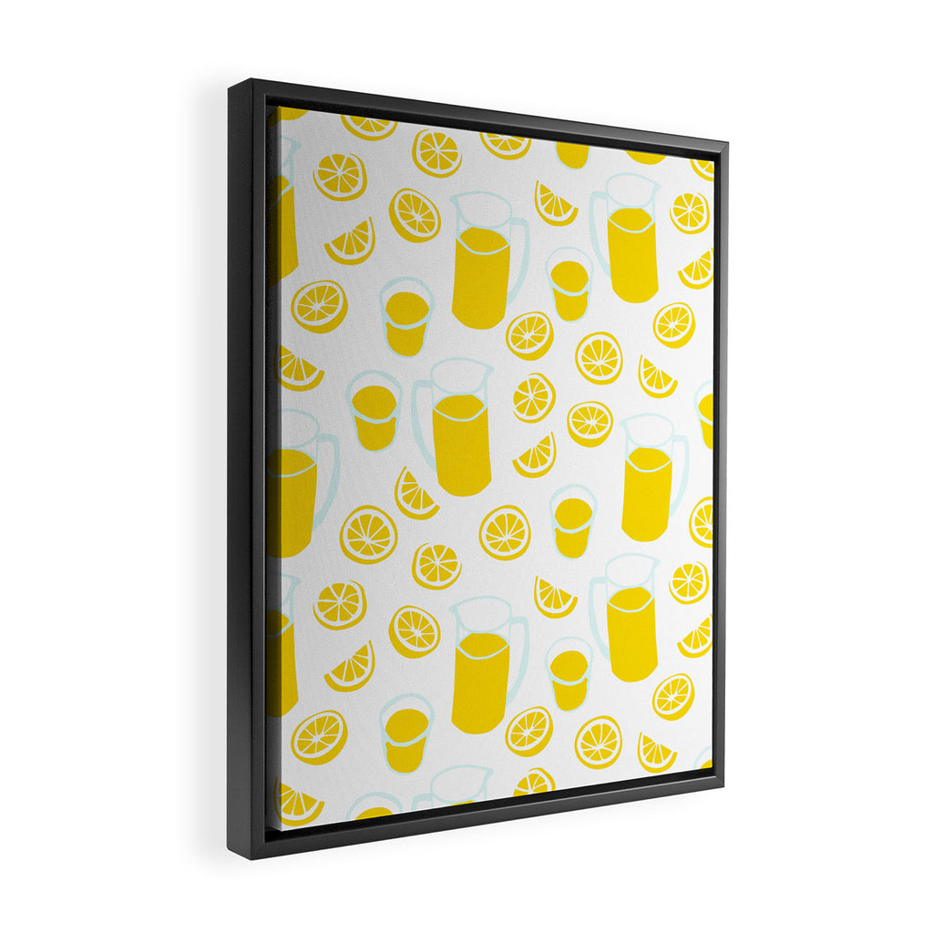 Fresh lemonade fruit drink cartoon pattern Framed Canvas Print Gallery Image 2