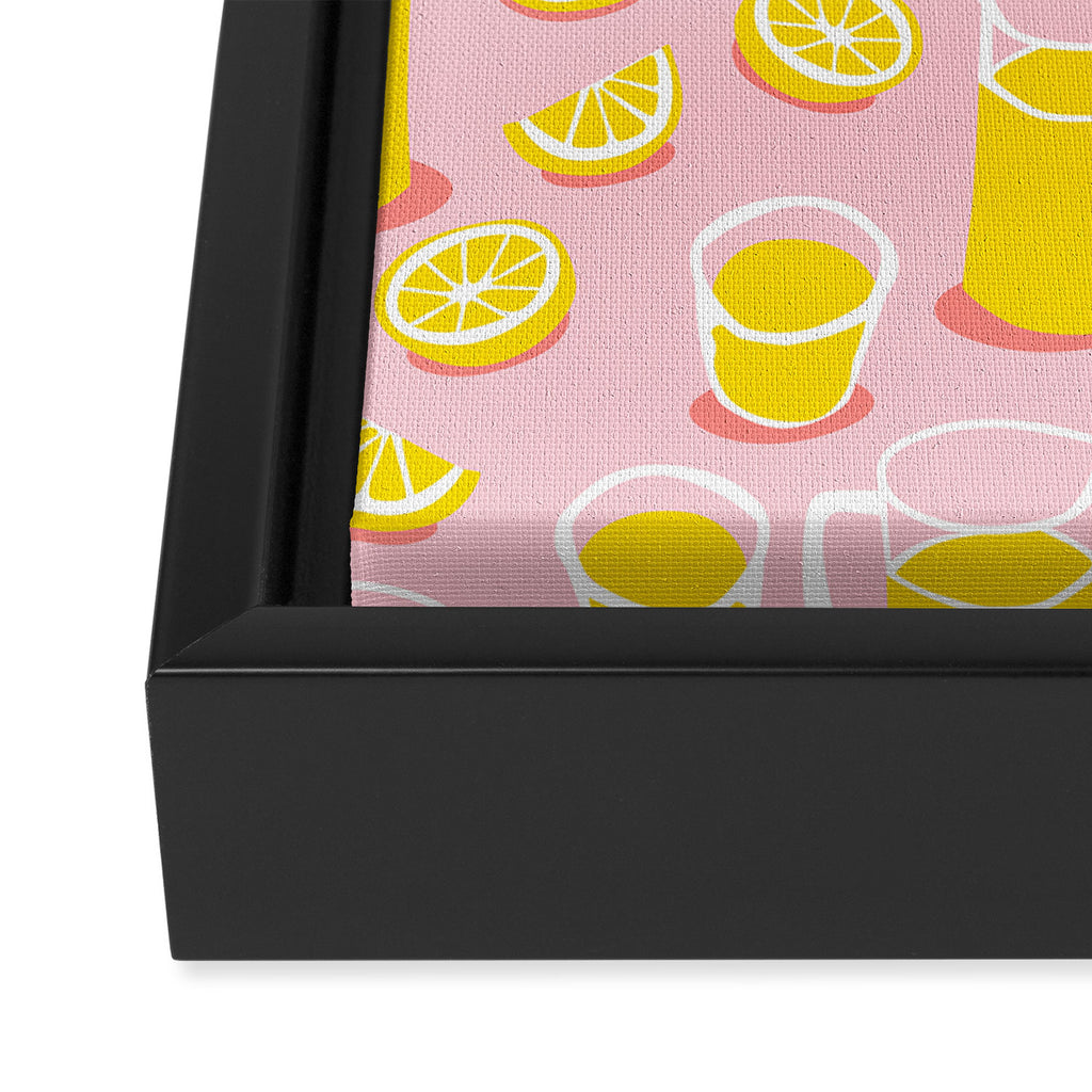 Fresh lemonade fruit drink cartoon pattern Framed Canvas Print Gallery Image 3