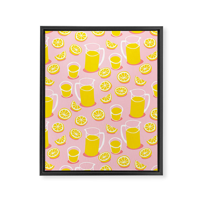 Fresh lemonade fruit drink cartoon pattern Framed Canvas Print Gallery Image 1