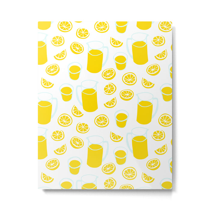 Fresh lemonade fruit drink cartoon pattern Metal Print Gallery Image 1