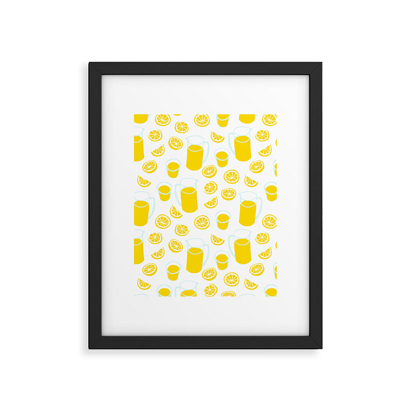 Fresh lemonade fruit drink cartoon pattern Framed Art Print Gallery Image 6