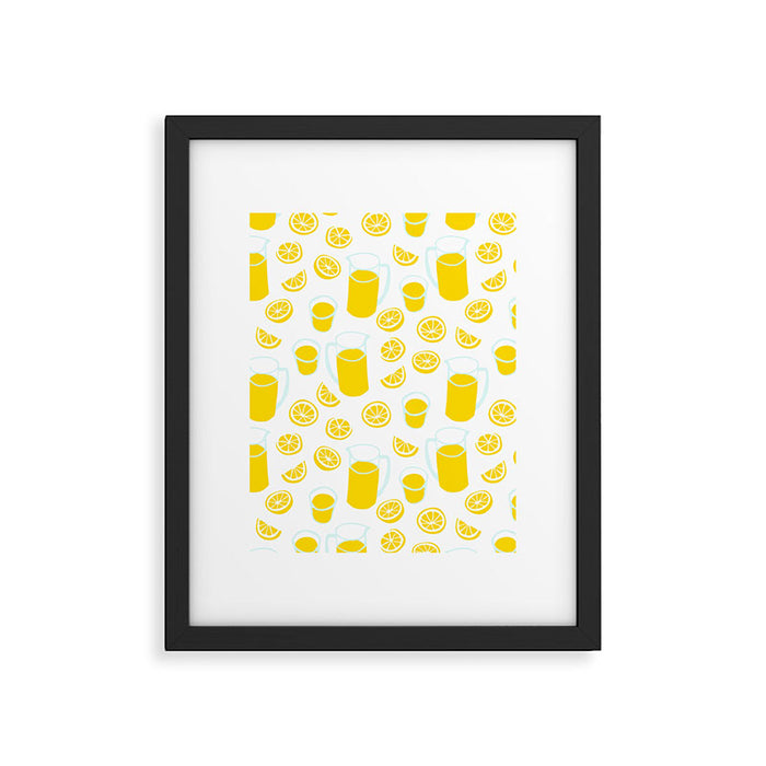 Fresh lemonade fruit drink cartoon pattern Framed Art Print Gallery Image 1