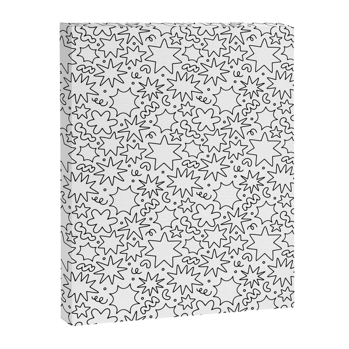 Fun black and white cartoon doodle art pattern Canvas Print Gallery Image 1