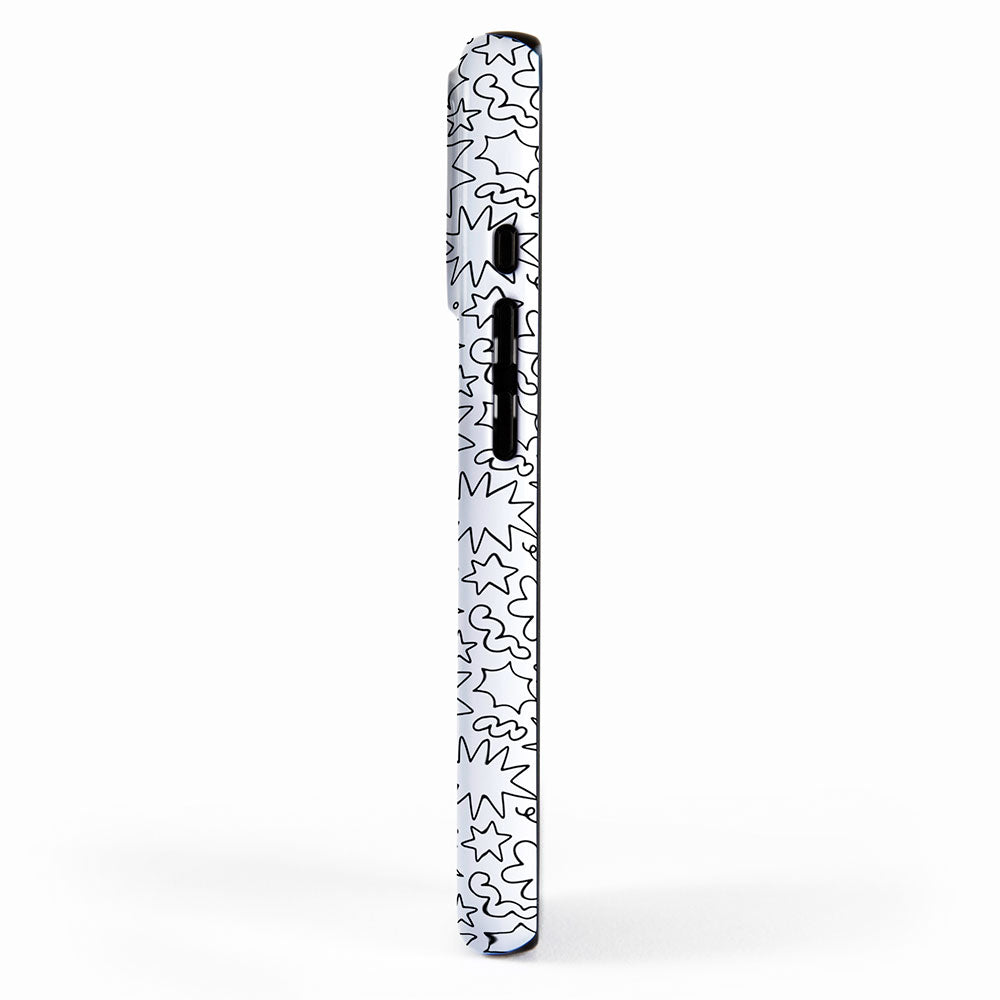 Fun black and white cartoon doodle art pattern iPhone Case Gallery Image 2