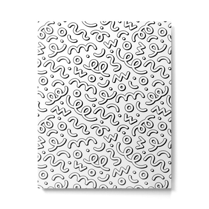 Fun black and white cartoon doodle pattern Metal Print Gallery Image 1