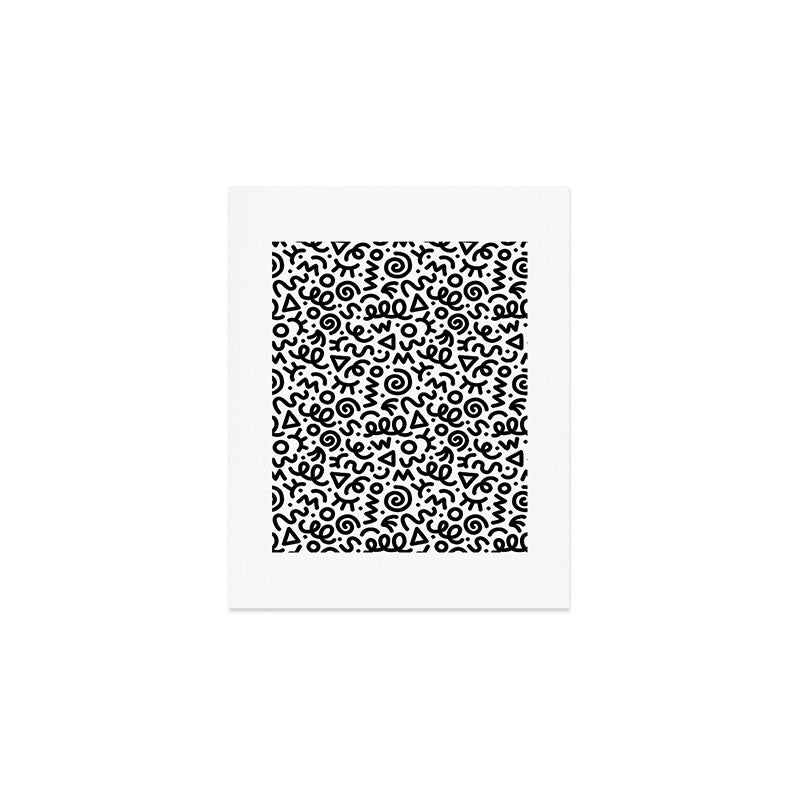 Fun black and white doodle art pattern Art Print Gallery Image 1