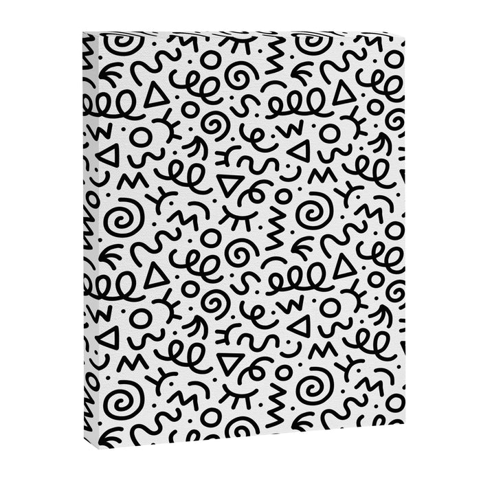 Fun black and white doodle art pattern Canvas Print Gallery Image 1