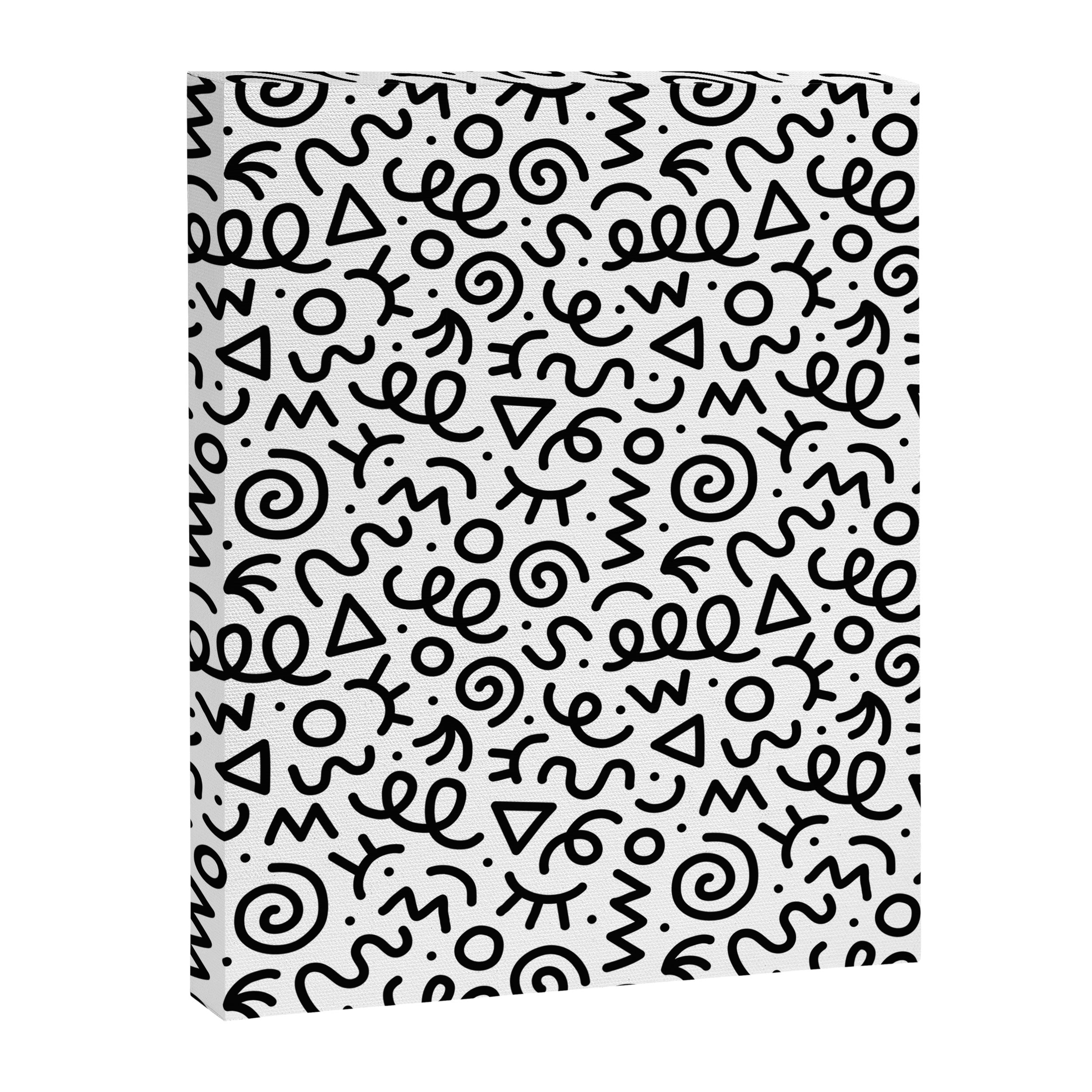 Fun black and white doodle art pattern Canvas Print Gallery Image 8