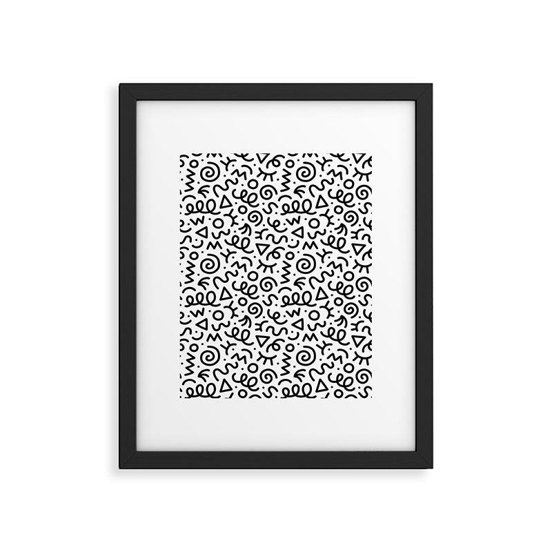 Fun black and white doodle art pattern Framed Art Print Gallery Image 6