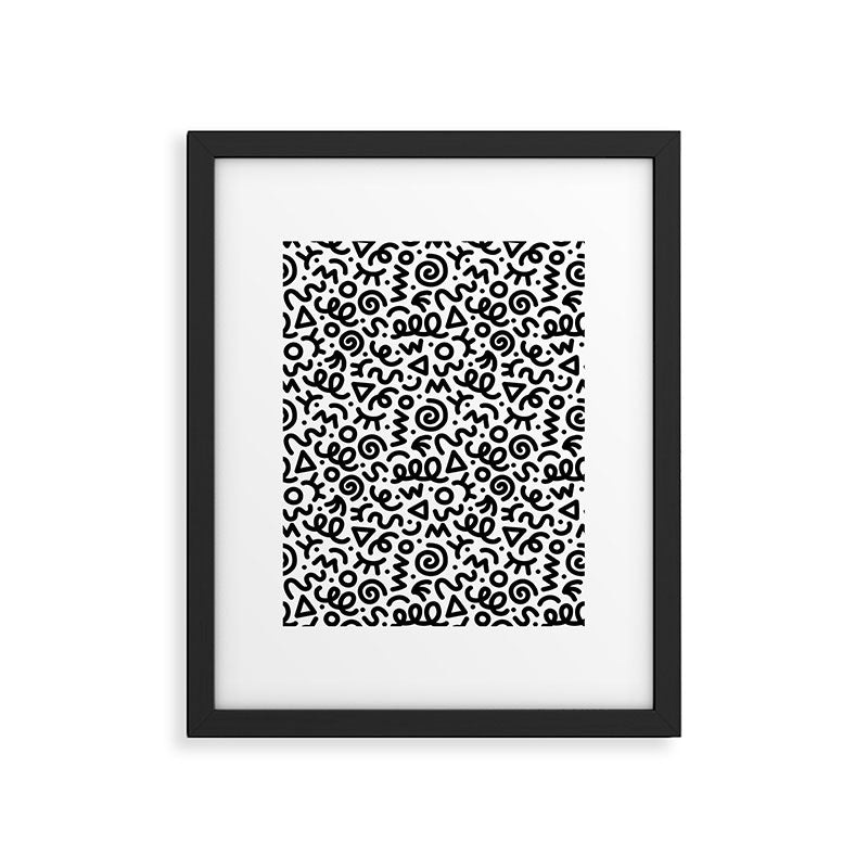 Fun black and white doodle art pattern Framed Art Print Gallery Image 6