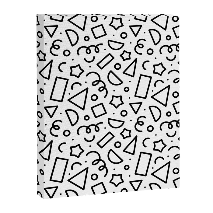 Fun black and white doodle shape  pattern Canvas Print Gallery Image 1