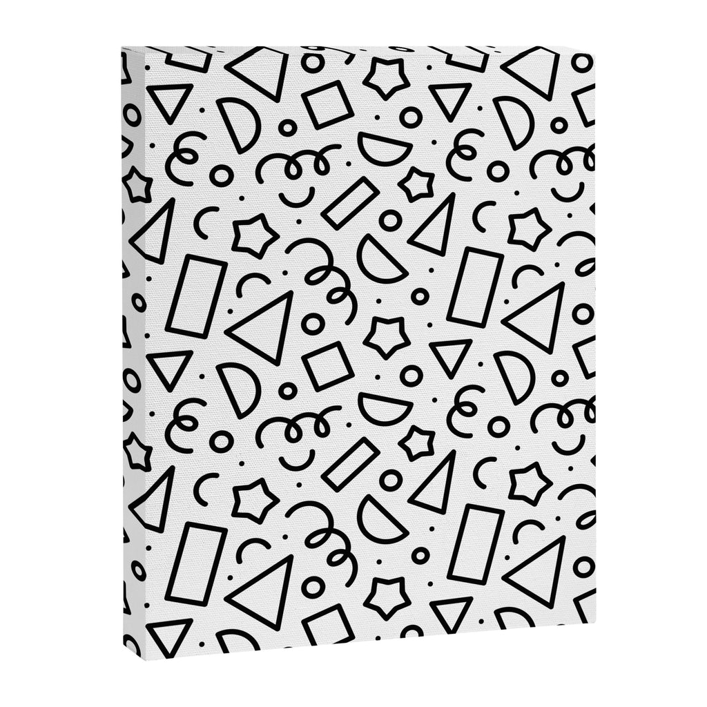 Fun black and white doodle shape  pattern Canvas Print Gallery Image 8