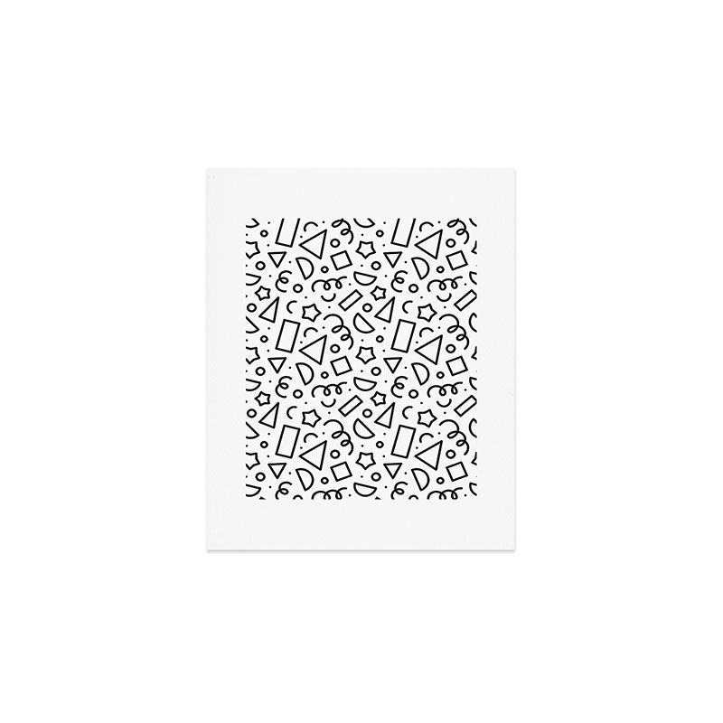 Fun black and white doodle shape  pattern Art Print Gallery Image 1