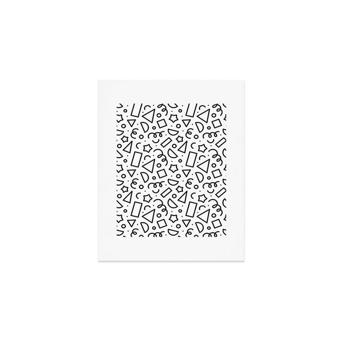 Fun black and white doodle shape  pattern Art Print Gallery Image 1