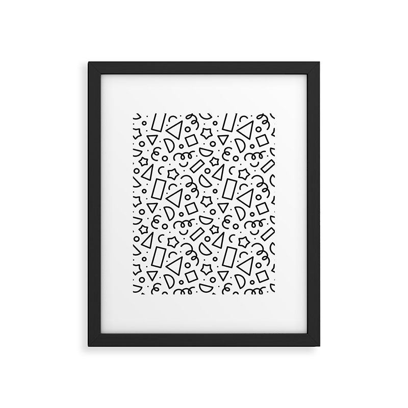 Fun black and white doodle shape  pattern Framed Art Print Gallery Image 6