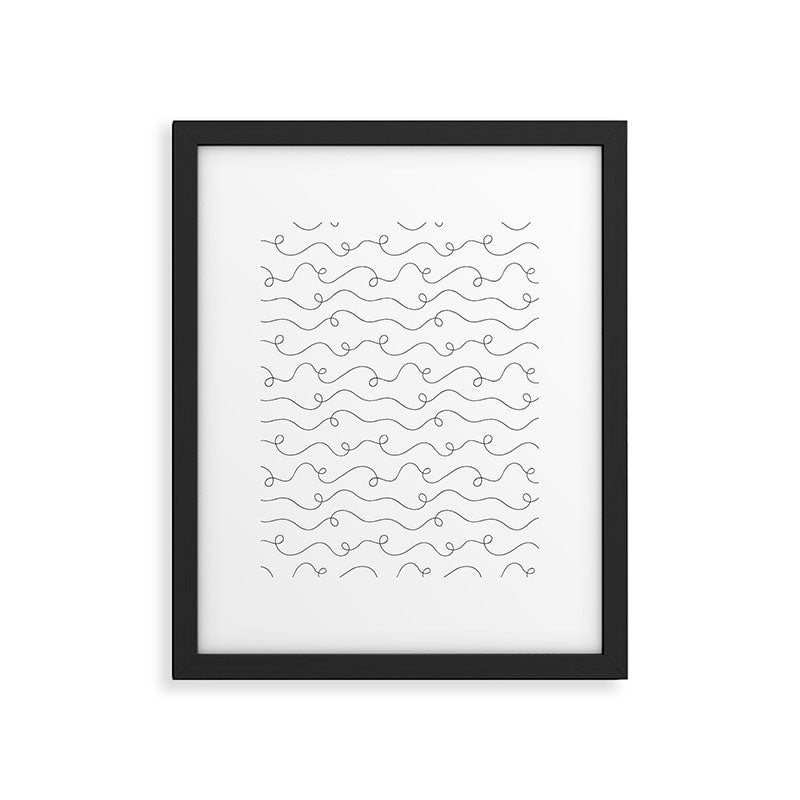 Fun black and white line doodle art pattern Framed Art Print Gallery Image 6