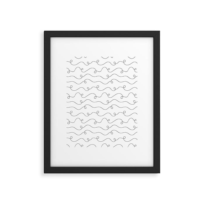Fun black and white line doodle art pattern Framed Art Print Gallery Image 1