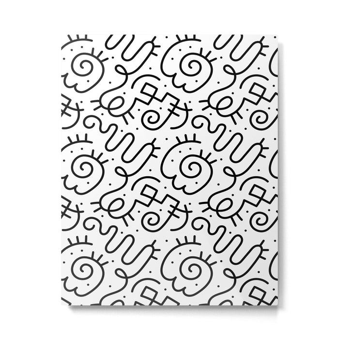 Fun black and white line doodle art pattern Metal Print Gallery Image 1