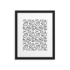 Fun black and white line doodle art pattern Framed Art Print Gallery Image 6