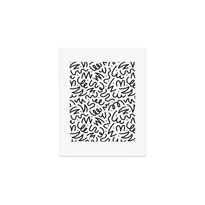 Fun black line doodle art pattern Art Print Gallery Image 1