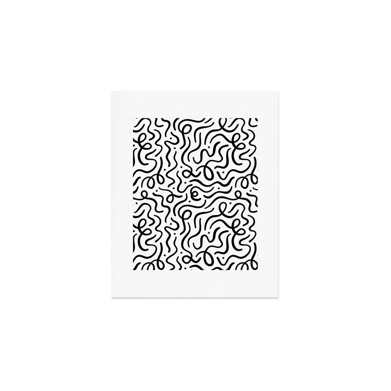 Fun black line doodle art pattern Art Print Gallery Image 1