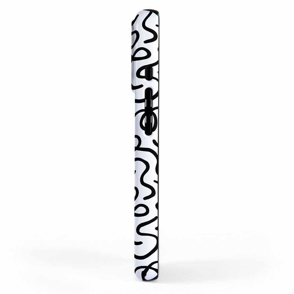 Fun black line doodle art pattern iPhone Case Gallery Image 2