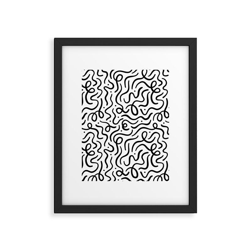 Fun black line doodle art pattern Framed Art Print Gallery Image 6
