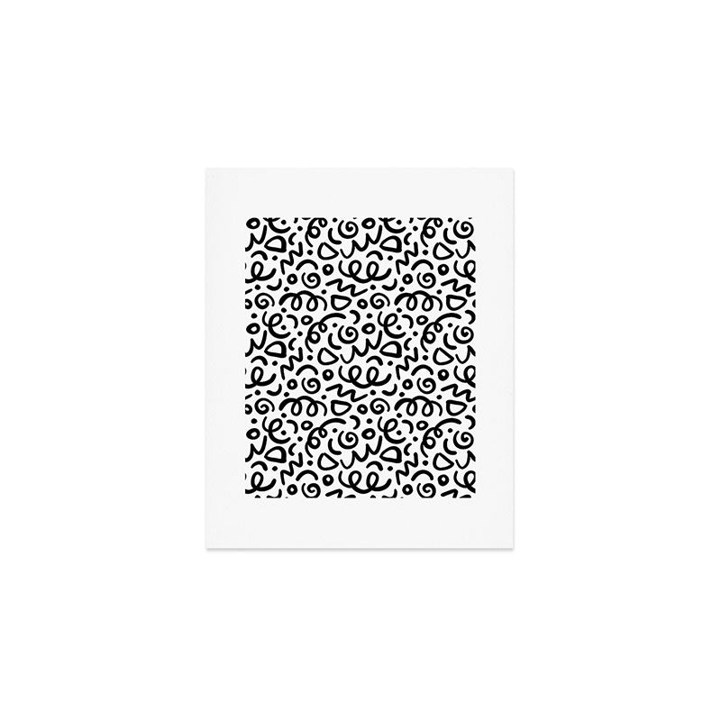 Fun black line doodle art pattern Art Print Gallery Image 1