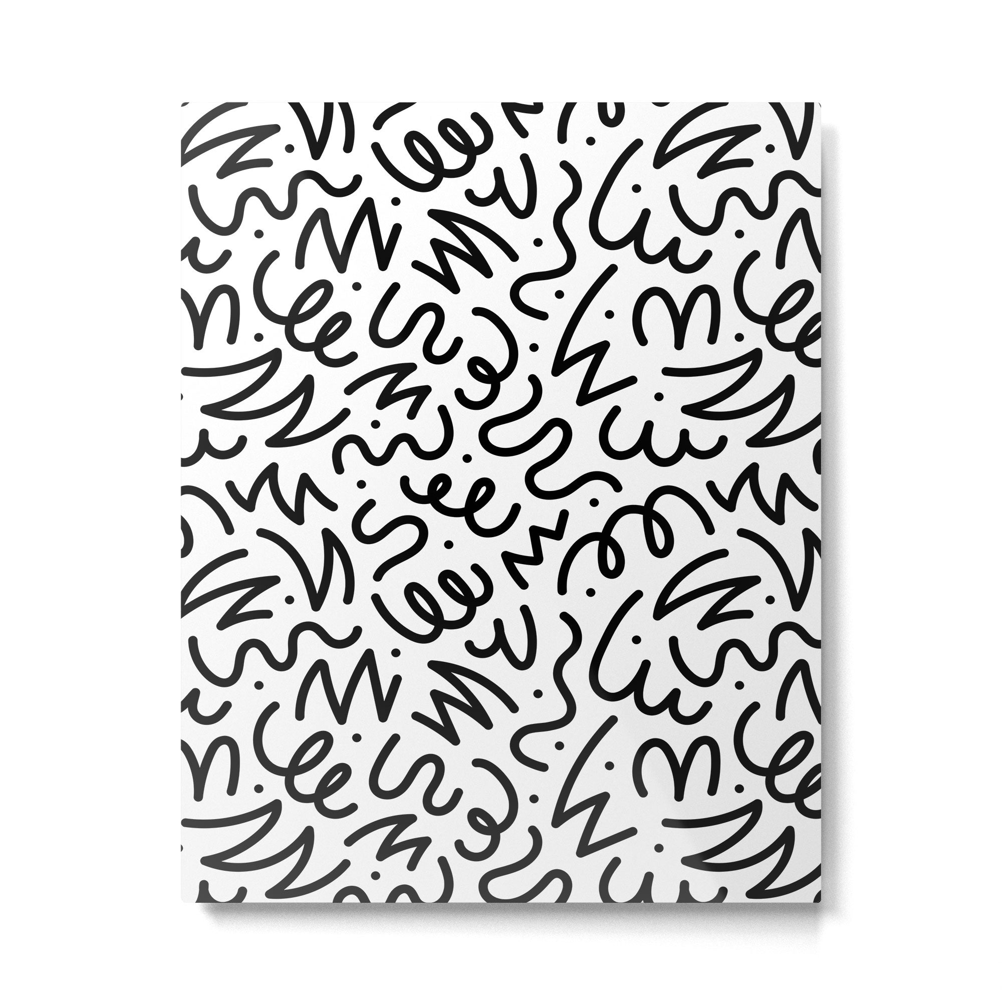 Fun black line doodle art pattern Metal Print Gallery Image 6