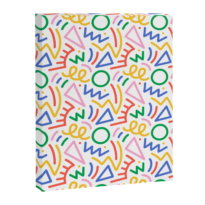 Fun colorful abstract line doodle art pattern Canvas Print Gallery Image 1