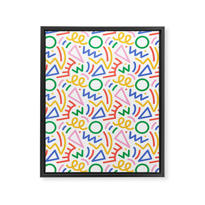 Fun colorful abstract line doodle art pattern Framed Canvas Print Gallery Image 8