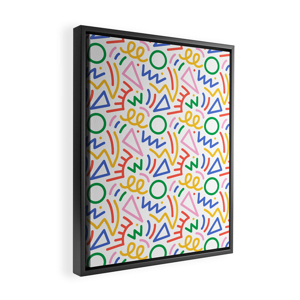 Fun colorful abstract line doodle art pattern Framed Canvas Print Gallery Image 2