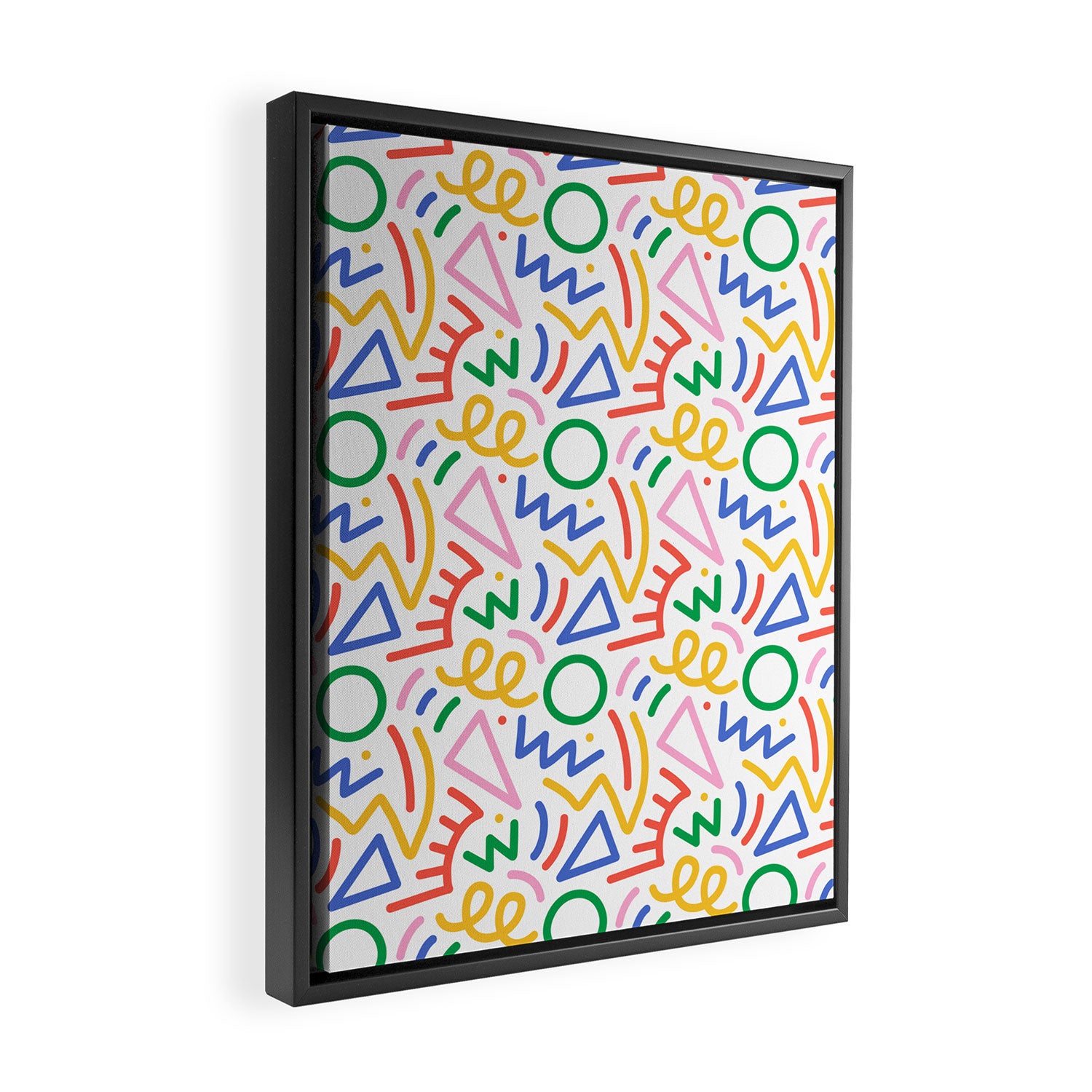 Fun colorful abstract line doodle art pattern Framed Canvas Print Gallery Image 2