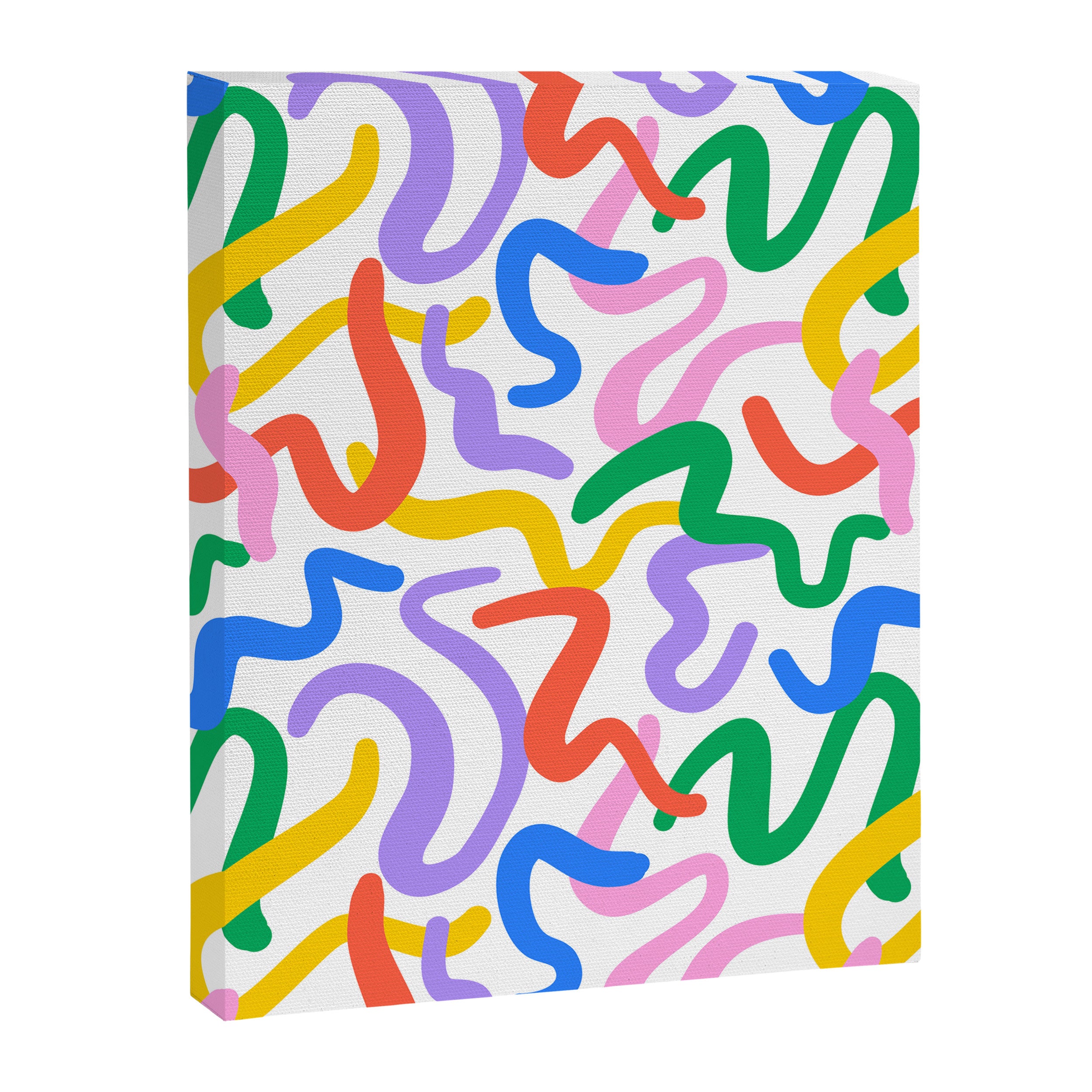 Fun colorful abstract line doodle pattern Canvas Print Gallery Image 8