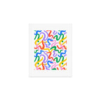Fun colorful abstract line doodle pattern Art Print Gallery Image 1