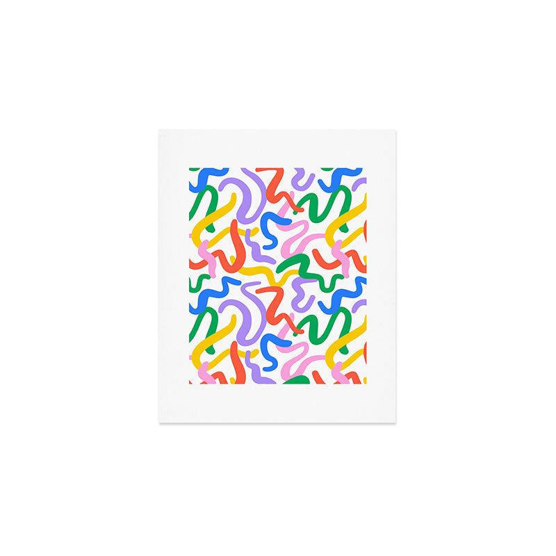 Fun colorful abstract line doodle pattern Art Print Gallery Image 1