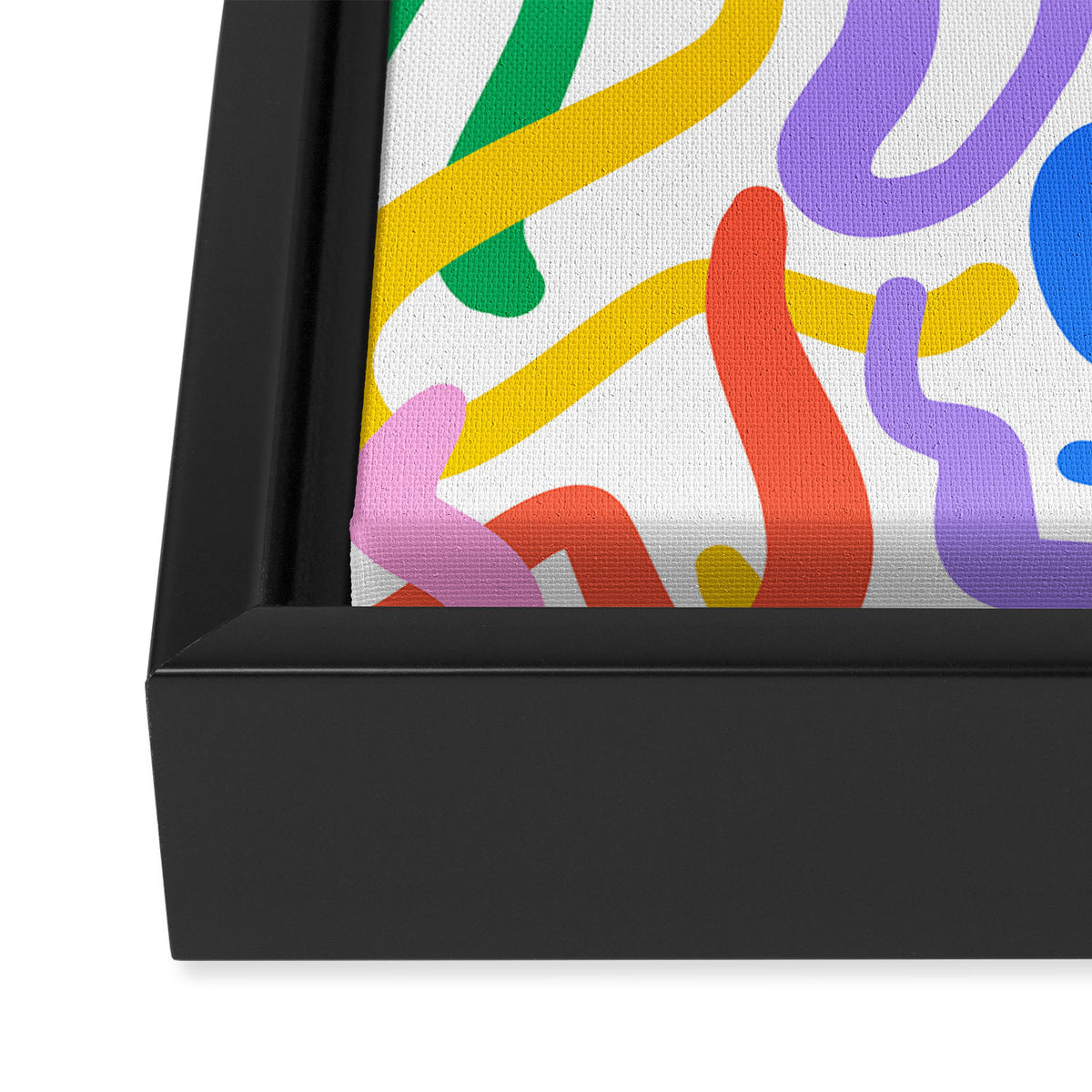 Fun colorful abstract line doodle pattern Framed Canvas Print Gallery Image 3
