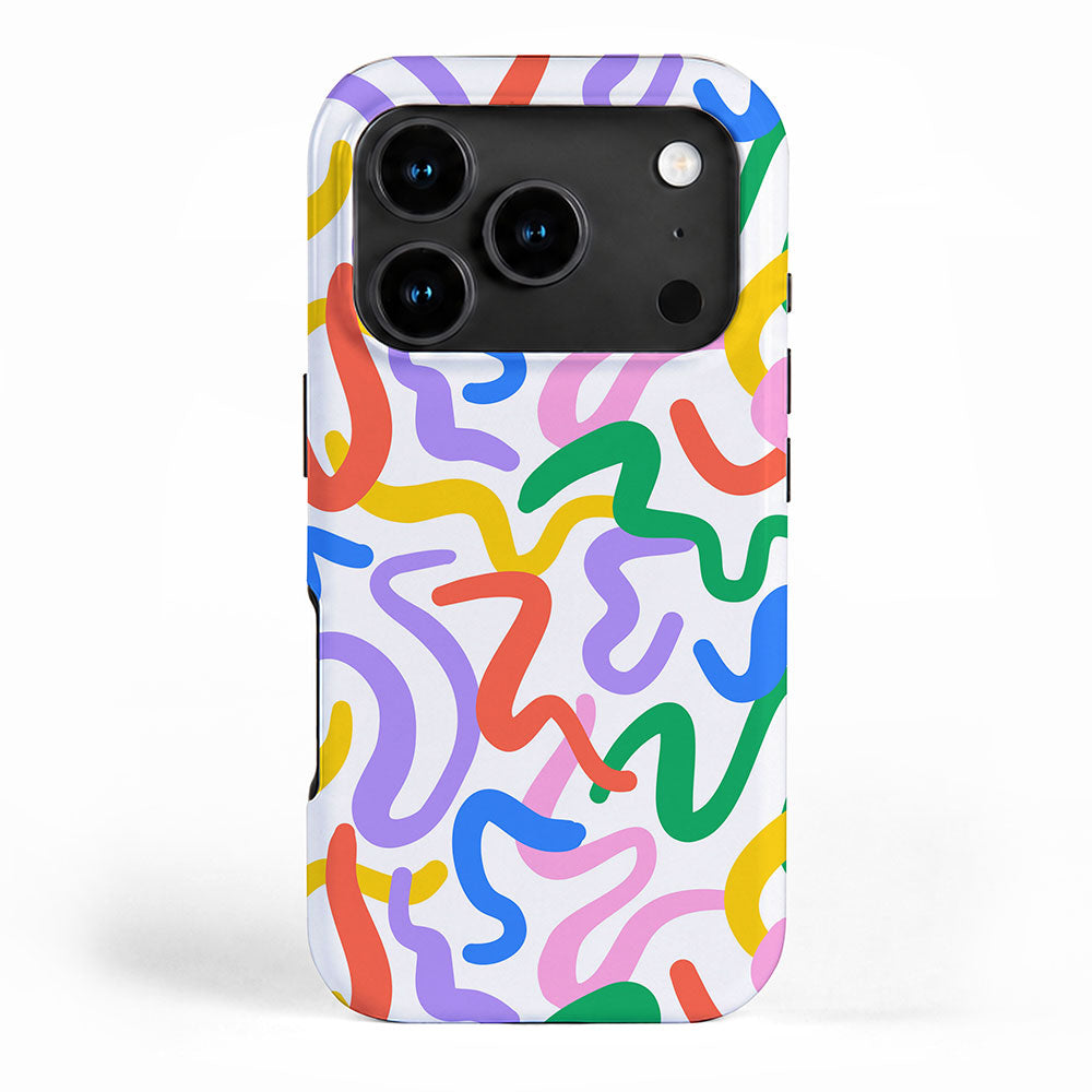 Fun colorful abstract line doodle pattern iPhone Case Gallery Image 1