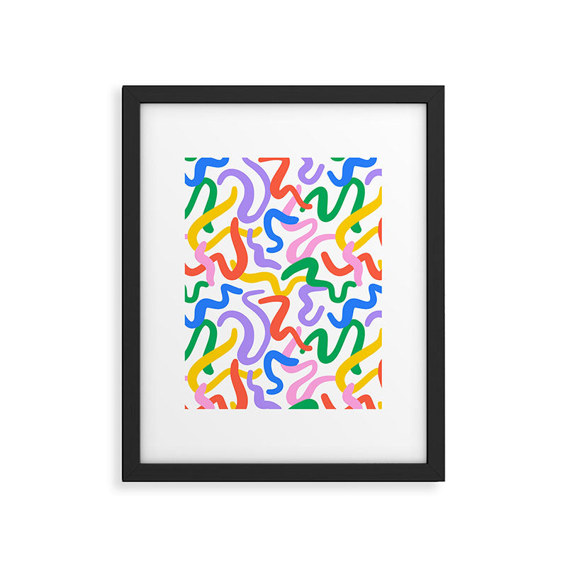 Fun colorful abstract line doodle pattern Framed Art Print Gallery Image 6