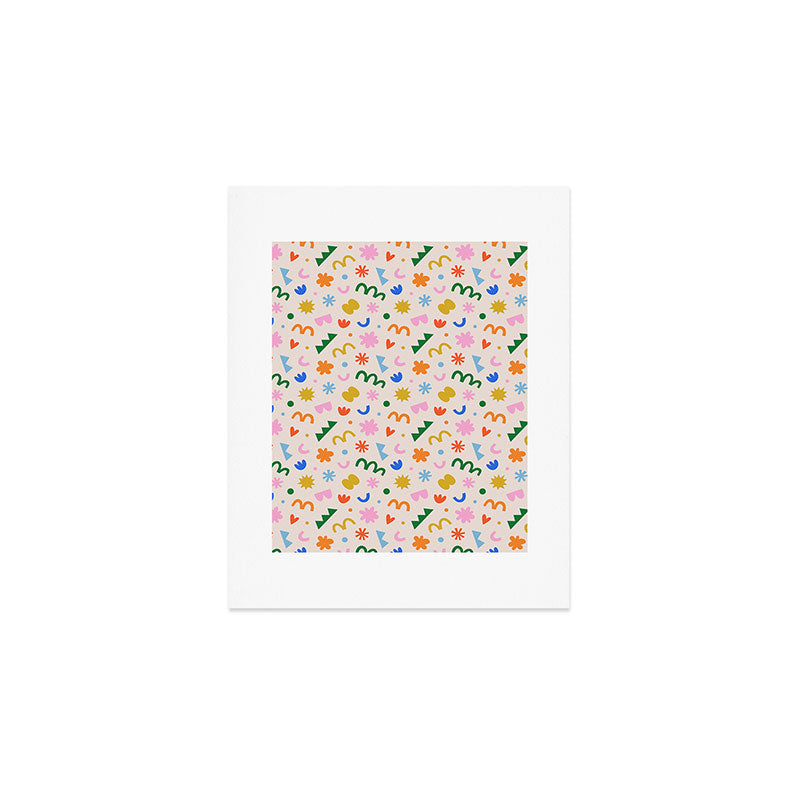 Fun colorful abstract organic shape art pattern Art Print Gallery Image 1
