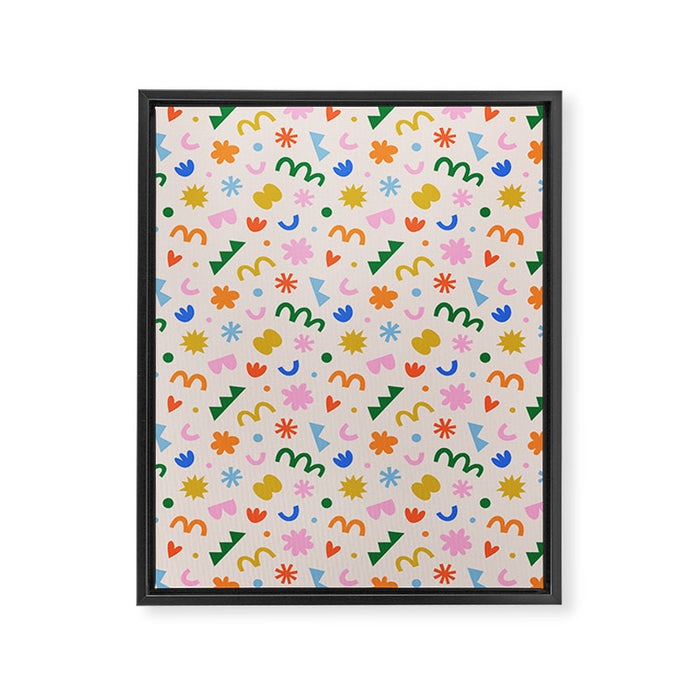 Fun colorful abstract organic shape art pattern Framed Canvas Print Gallery Image 1