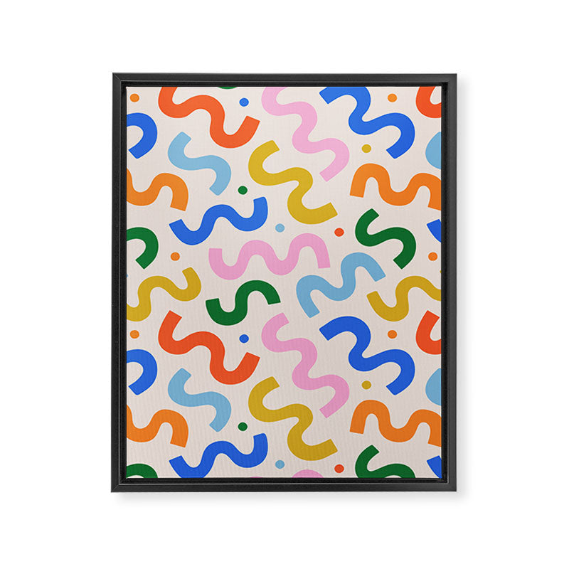 Fun colorful abstract organic shape art pattern Framed Canvas Print Gallery Image 8