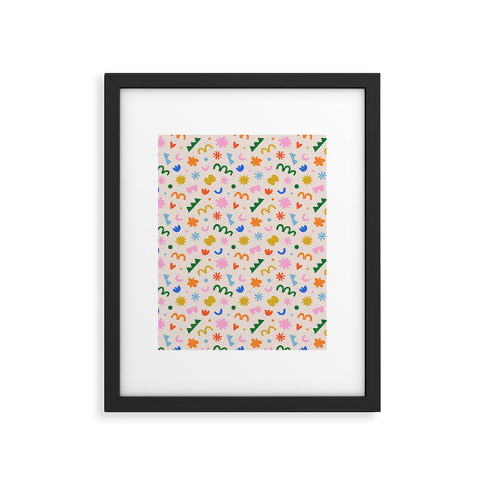 Fun colorful abstract organic shape art pattern Framed Art Print Gallery Image 1
