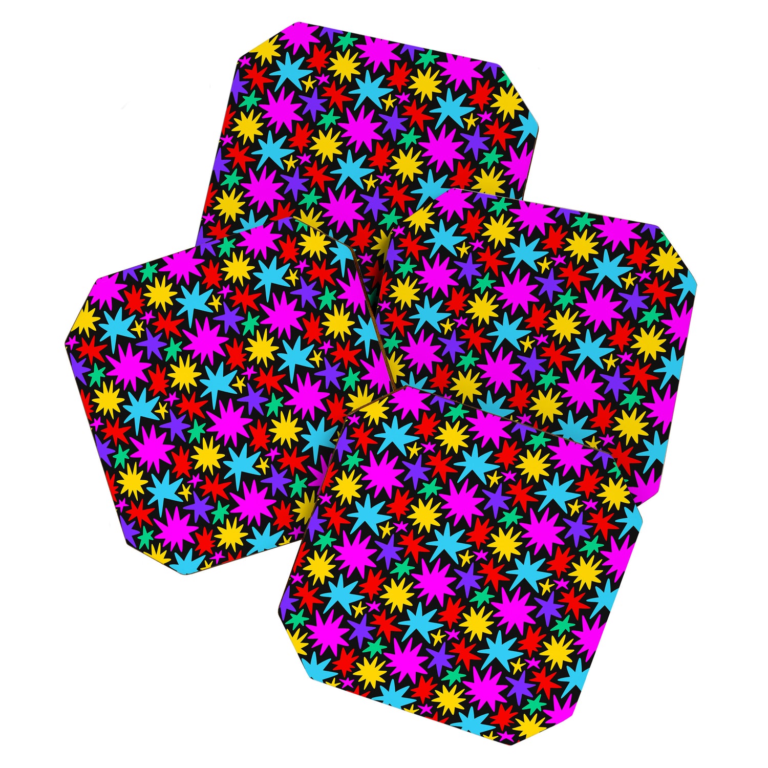 Fun colorful abstract star shape pattern Coaster Gallery Image 1