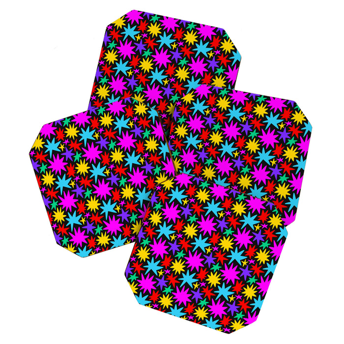Fun colorful abstract star shape pattern Coaster Gallery Image 1