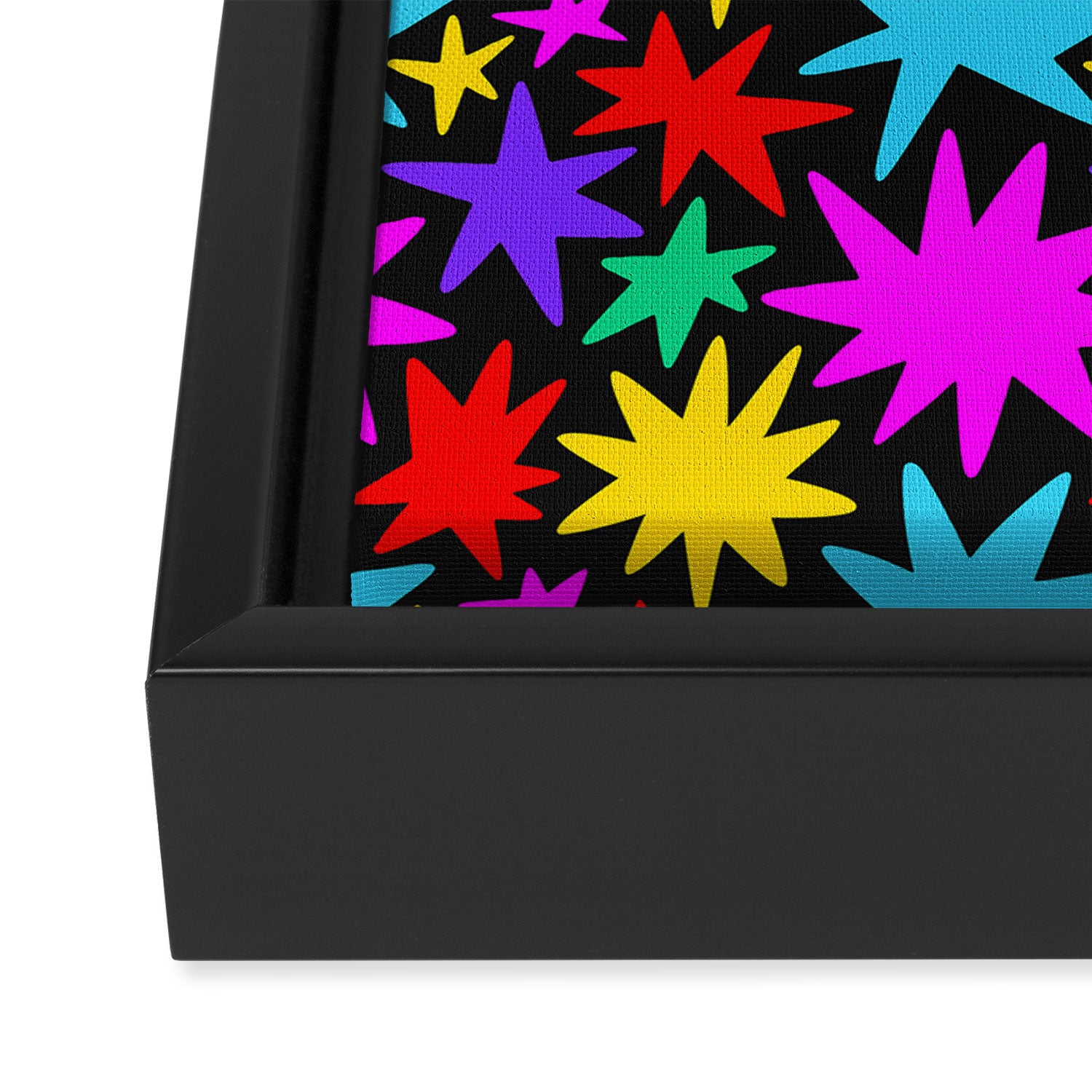 Fun colorful abstract star shape pattern Framed Canvas Print Gallery Image 3