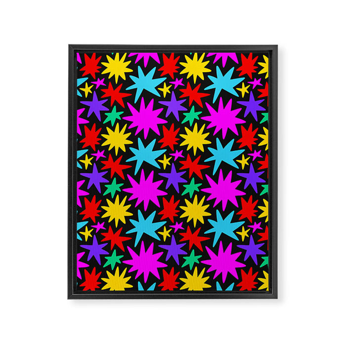 Fun colorful abstract star shape pattern Framed Canvas Print Gallery Image 1