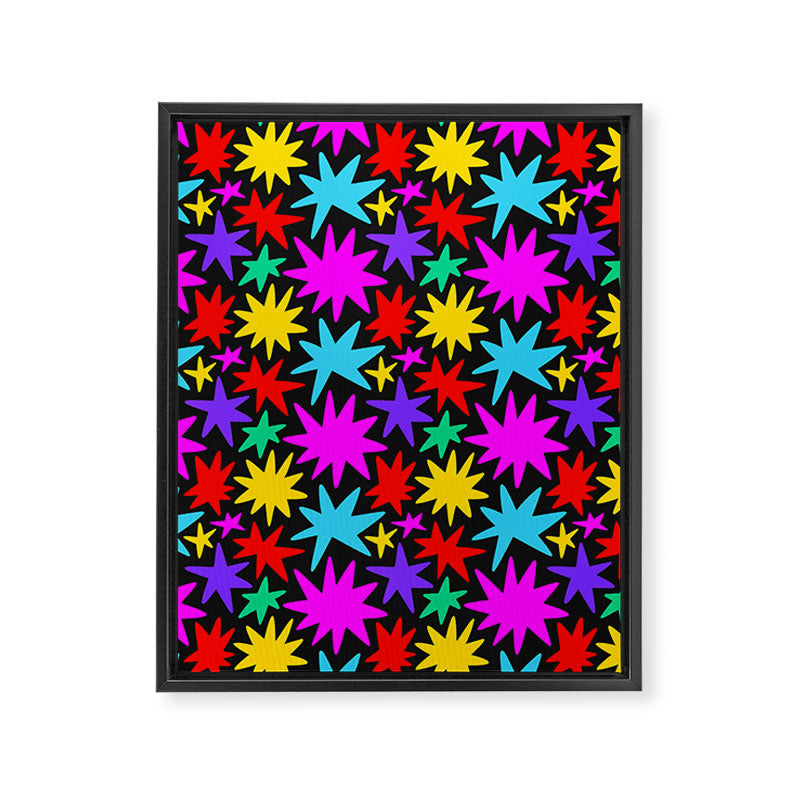 Fun colorful abstract star shape pattern Framed Canvas Print Gallery Image 8