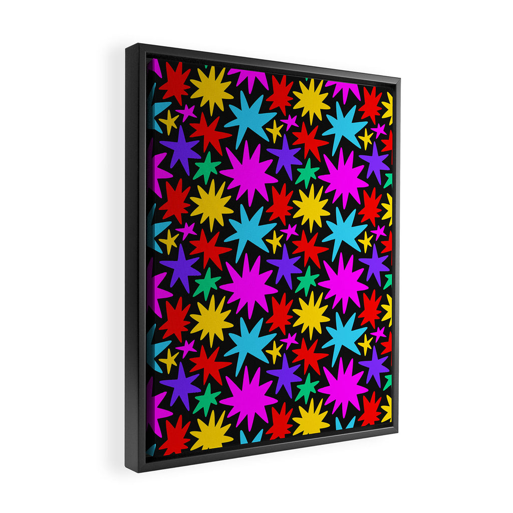 Fun colorful abstract star shape pattern Framed Canvas Print Gallery Image 2