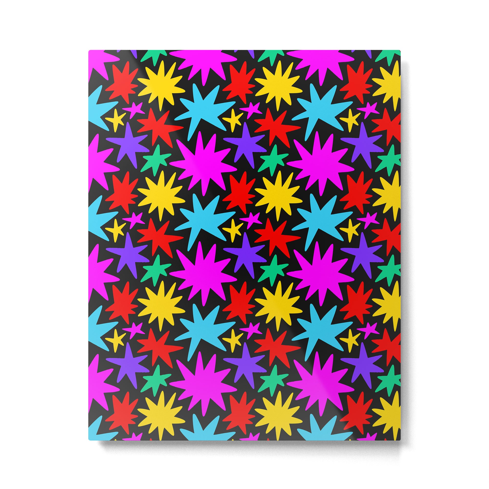 Fun colorful abstract star shape pattern Metal Print Gallery Image 6